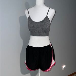 Gray Sports Top and Black Nike Short Set